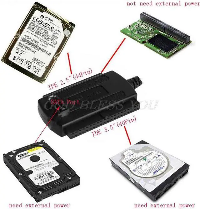 Alt view image 4 of 5 - USB 2.0 to IDE/SATA 2.5" 3.5" Hard Drive Disk HDD Converter Adapter Cable Drop Shipping