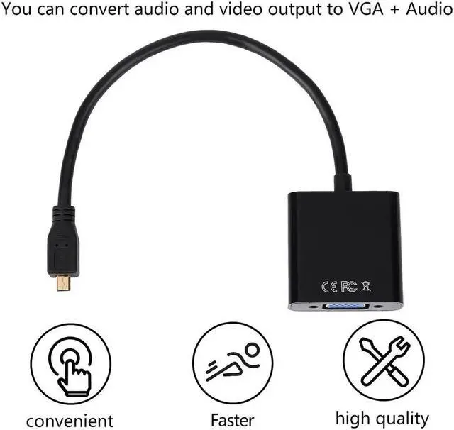 Alt view image 2 of 5 - 2018 New 1080P  to VGA Female Video Cable Converter Adapter for PC Laptop Black Digital Hot hot new