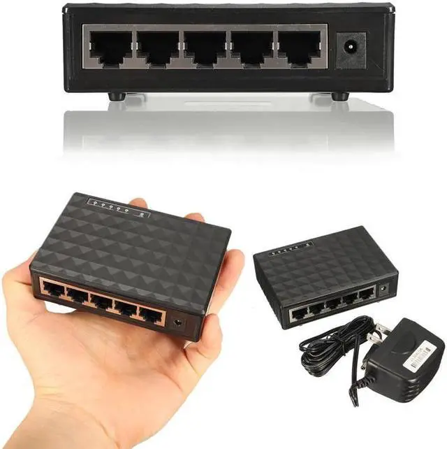 Alt view image 4 of 5 - Switch 5Ports Ethernet Switch Mini 1000Mbps Desktop Network Switch RJ45 Hub,Smart, Plug and Play,Easy Setup