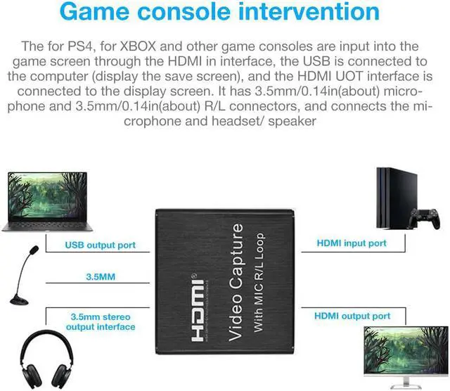 Alt view image 4 of 5 - Capture Card USB 2.0 Video Game Converter with Loop Out Device for Gaming Streaming Teaching Conference Live Broadcasting