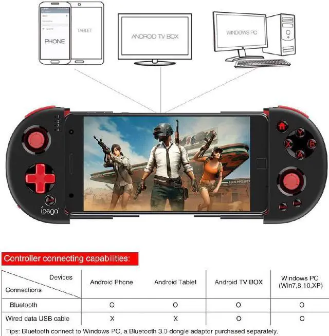 Alt view image 2 of 5 - PG-9087 Wireless Bluetooth Gamepad PC Joypad Game Controller Joystick For PUBG Mobile Game for Android/iOS d35