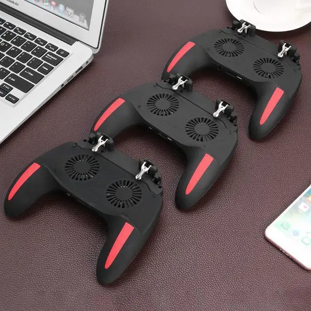 Alt view image 4 of 5 - Gaming Accessories Handheld Grip Game Controller Joystick Gamepad for Pubg Trigger Dual Cooling Fan Game Cooler for Phones