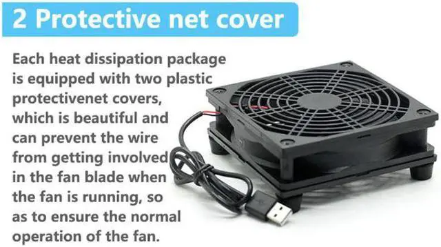 Alt view image 5 of 5 - 9cm/12cm Cooling Fan DC 5V USB Power Supply Quiet Fan for Router TV Set-Top Box PXPA