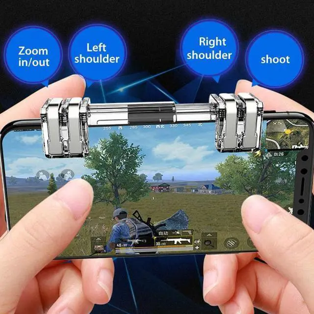 Alt view image 2 of 5 - Mobile Phone Gaming Trigger Fire Button Handle For L1R1 Shooter Controller Shooter Grip Trigger Aim Key Joystick For IOS
