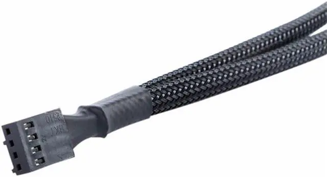 Alt view image 3 of 5 - 30cm Black Braided Cable Y Splitter 3/4 pin PWM Fan Computer PC Fan Power Extension cable