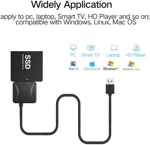 Alt view image 4 of 5 - USB Cable  To USB 3.0/2.0 Adapter Suport 2.5/3.5 Inch  HD External SSD HDD Hard Drive Cable USB  3.0 Adapter