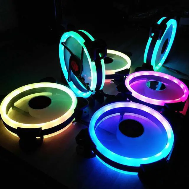 Alt view image 4 of 5 - 6pcs PC Cooling Fan RGB Cooling Fan Adjust LED 120mm Quiet IR Remote Computer Cooler Cooling RGB Case Fan For Computer Case CPU