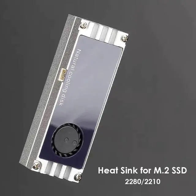 Alt view image 5 of 5 - Cooling Fan Temperature Display M.2 Heatsink Cooler with Turbo Cooling Fan for 2280 22110 NVMe M2 Solid State Drive