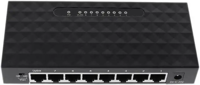 Alt view image 2 of 5 - 8-Port 10/100/1000Mbps Gigabit LAN Ethernet Network Switch HUB Desktop Adapter 77UB