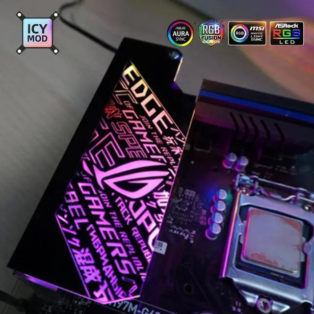 Alt view image 3 of 5 - Motherboard IO Lighting Panel Customizable MOBO Decoration 5V/12V Customize Mainboard Mirror Panel AURA Water Cooler Custom