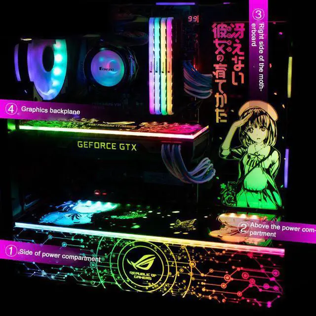 Alt view image 4 of 5 - Power Bin Baffle DIY Custom CPU Backplane RGB Computer Side Panel Games Computer Water Cooling