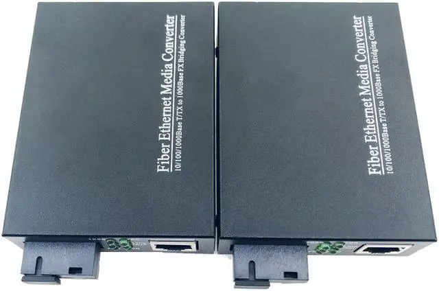 Alt view image 2 of 5 - FTTH 1 Pair Gigabit Fiber Optical Media Converter 10/100/1000Mbps Single Mode Single Fiber 20KM Chipset RTL8213B