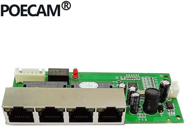 Main image of mini 5 port 10/100mbps network switch 5-12v wide input voltage smart ethernet pcb rj45 module with led built-in