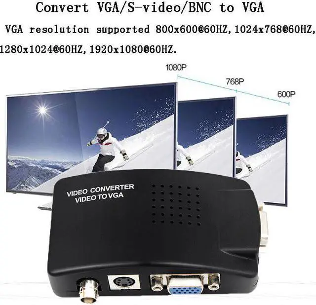 Alt view image 5 of 5 - BNC to VGA Video Converter Composite S-video Input to PC VGA Out Adapter Digital Switch Box For PC MACTV Camera DVD DVR