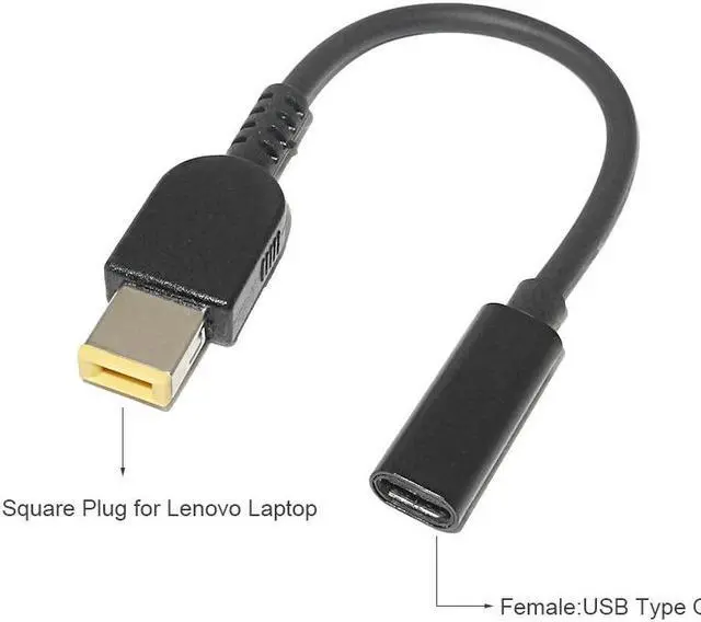 Main image of Power Supply Adapter Cable USB Type-C Female To Square Tip Male Plug Converter For  Thinkpad USB C Cable Cord