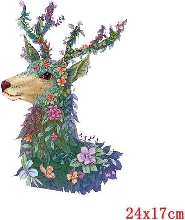 Alt view image 3 of 5 - Flower Patch Iron On Transfer For Clothing Deer Cat Heat Transfer Thermo Sticker On Clothes Thermal Transfers For Clothes