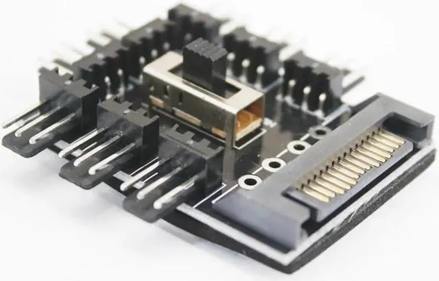 Alt view image 5 of 5 - Cooler Cooling Fan Hub Practical Multi-functional Classic PC SATA 1 to 8 3Pin 12V Power Socket PCB Adapter