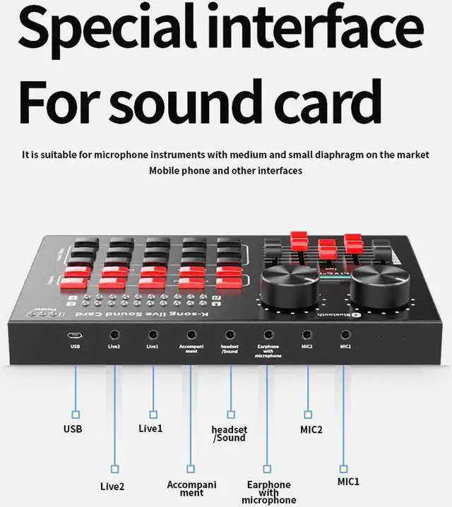 Main image of Computer PC Live Sound Card Bluetooth Voice Chat External USB Headset Microphone Accessories Audio Mixer KTV Karaoke