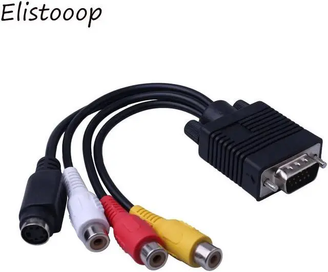 Alt view image 4 of 4 - 15 Pin VGA SVGA Male to S-Video 3 RCA Jack Female Composite AV  Out TV-Out Converter Adapter Cable for Laptop PC Video Cards