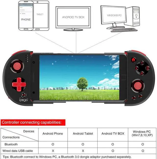 Alt view image 3 of 5 - Wireless Android Phone Game Controller Gamepad Telescopic Joystick Stretch Bracket Bluetooth Game Pad PG-9087 Dropshipping