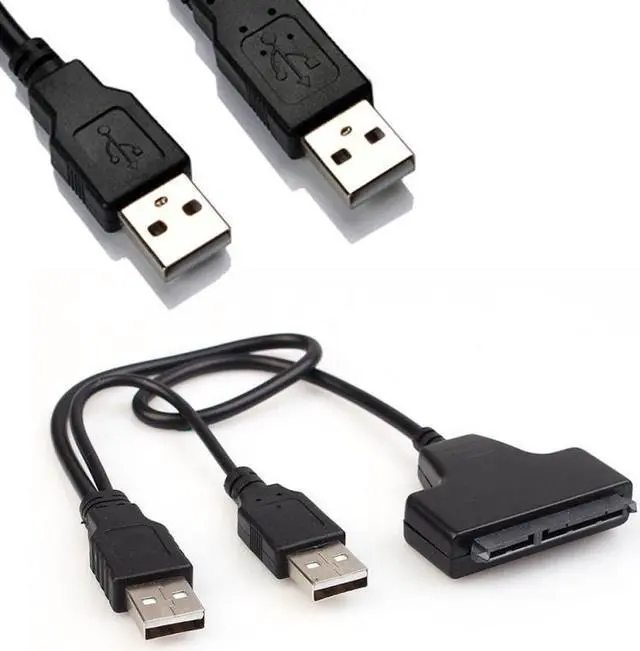 Alt view image 2 of 5 - Black 50cm Copper Cord USB to SATA Cable SATA7+15 Pin to USB SATA2.0 Adapter Cable for SATA notebook hard drive