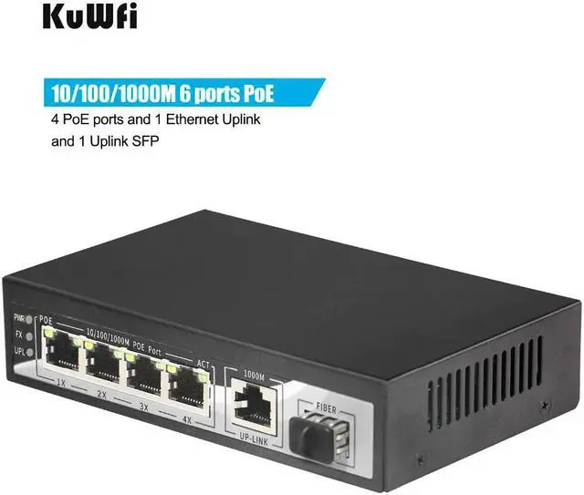 Alt view image 3 of 5 - 6 Port POE Switch Gigabit Ethernet Network Switch Standardized RJ45 Port IEEE 802.3 af/at for POE cameras