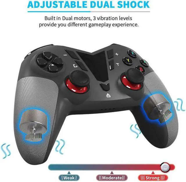 Alt view image 3 of 5 - Pro Game Controller for Nintendo Switch Bluetooth Switch Gamepad Supports 6-Axis Gyroscope 3 Gears Vibration