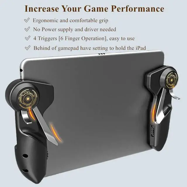 Alt view image 3 of 5 - Trigger PUBG Game Controller Six Finger L1R1 Fire Aim Button Gamepad Joystick For Tablet Smartphone Support 5.5-12.9 in