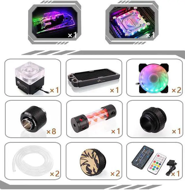 Alt view image 3 of 5 - Soft Tube Suit Water Cooling Kits 240mm Copper Radiator use for CPU and GPU Block Blue Red Fitting Flexible Tube Pump Set