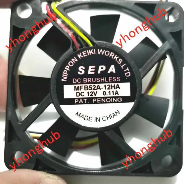 Alt view image 3 of 4 - MFB52A-12HA DC 12V 0.11A 50x50x10mm 3-wire Server Cooling Fan