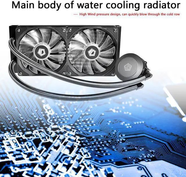 Alt view image 5 of 5 - CPU Water Cooler 120mm 4 Pin 2 Heat-pipes Integrated Cooling Radiator Heatsink 2 Fan for LGA 1200/2011/AMD/AM4