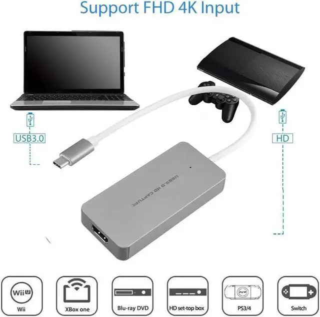 Alt view image 5 of 5 - HDMI to Type C Game Video Capture Card USB3.0 HD 1080P Recorder Live Streaming Device for Windows OS X Linux ezcap265C