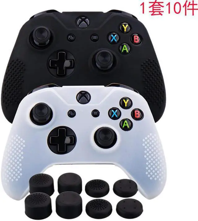 Main image of Rubber Cover Skin Case Anti-Slip For Xbox One/S/X Controller X 2(Black & White) + Fps Pro Extra Height Thumb Grips X