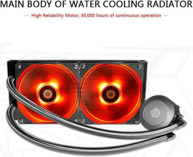 Main image of CPU Water Cooler 120mm 4 Pin 2 Heat-pipes Integrated Cooling Radiator Heatsink 2 Fan for LGA 1200/2011/AMD/AM4