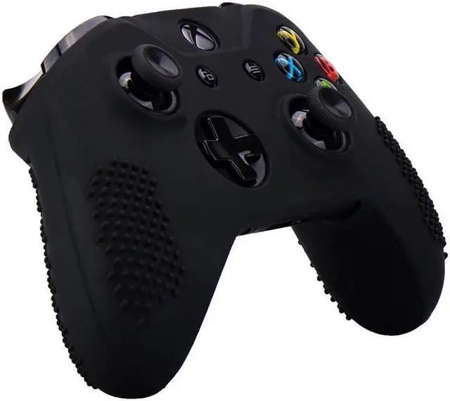 Alt view image 3 of 5 - Rubber Cover Skin Case Anti-Slip For Xbox One/S/X Controller X 2(Black & White) + Fps Pro Extra Height Thumb Grips X