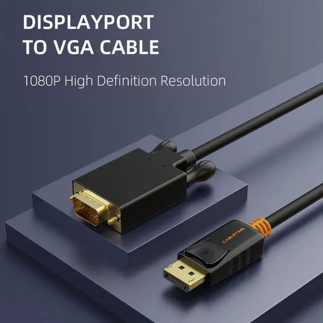 Alt view image 2 of 5 - DisplayPort DP To VGA Cable Display port To VGA Converter Displayport Cable Gold for Projector laptop iMac HDTV C075