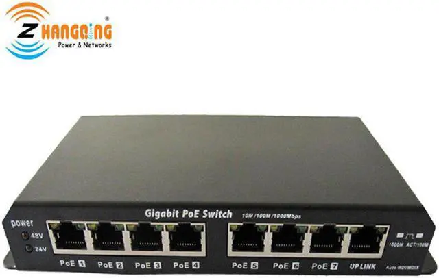 Alt view image 2 of 5 - 7+1 Port Gigabit Passive POE Switch 1000Mbps For Networking IP camera WiFi Access Point IP Phone 24V or 48V MikroTik