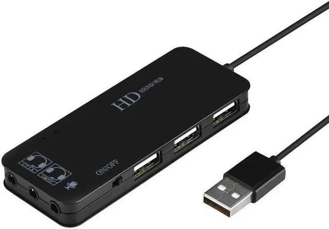 Main image of 2020 NEW 7.1 Channel USB2.0 Hub External Sound Card Audio Adapter Earphone 3.5mm Jack Extender Stereo Sound Quality