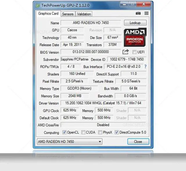 Alt view image 5 of 5 - card pci express HD7450 2GB DDR3 64bit LP placa de video card PC for ATI