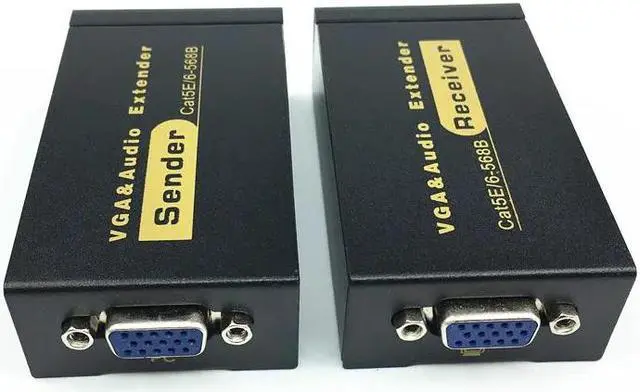 Alt view image 3 of 3 - 100m HD 1080P  UTP  VGA Extender RJ45  1x1 Splitter with 3.5mm Audio RJ45/cat5e/6 ethernet cable for projector HDTV PC VE100
