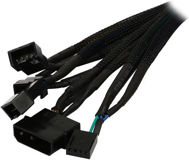 Main image of Net Sleeved 12 inch IDE Molex to 3 x TX4 4-pins PWM CPU Case Cooling Fan Splitter Hub Power Adapter Cable w/ RPM Feedback