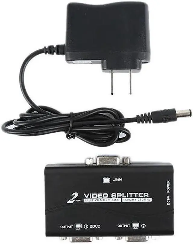 Alt view image 3 of 5 - 1 Pc to 2 Monitor 2 Port VGA Video video Screen Splitter Box Adapter With Power Cable US Plug