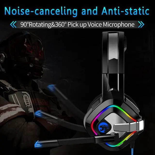 Alt view image 2 of 5 - For PS4 Xbox Nintendo Switch PC 3.5mm Stereo Headphones Mic LED Gaming Headset Intelligent noise reduction earphones