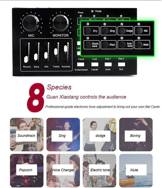 Alt view image 5 of 5 - Audio Card Stereo Sound Professional External Equipment Headphone Volume Control Live Streaming Microphone Speaker