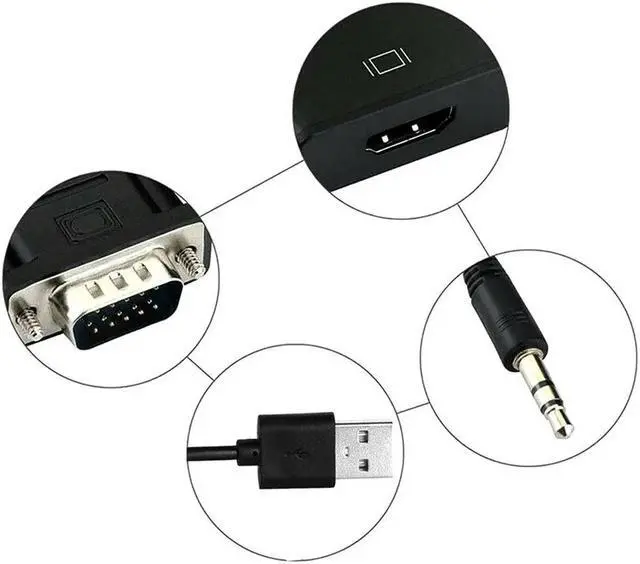 Alt view image 5 of 5 - 2020 New VGA To HDMI Converter 1080P Hd Adapter With Audio Cable Plug And Play Design Supports Up To 1080P Hd Resolution