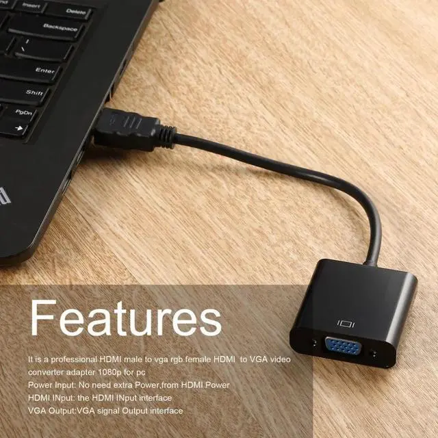 Alt view image 4 of 5 - Adapter Converter HDMI to VGA Video Converter Adapter for PS4 PC Micro Usb HDMI Black Bundle 1 HDMI 2.1 HDMI Cables