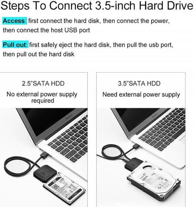 Alt view image 5 of 5 - 3.0 To Sata 3.5 2.5 Hard Drive Adapter Cable For SATA III SSD/HDD Up To 6 Gbps Transmission Speed UASP Support