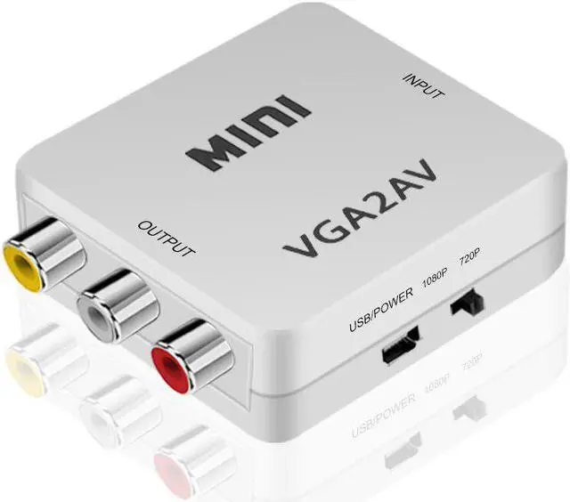 Main image of Mini VGA to AV RCA Converter+3.5mm Audio VGA2AV/CVBS Adapter for PC to TV HD Computer to TV 1080P VGA to AV Converter
