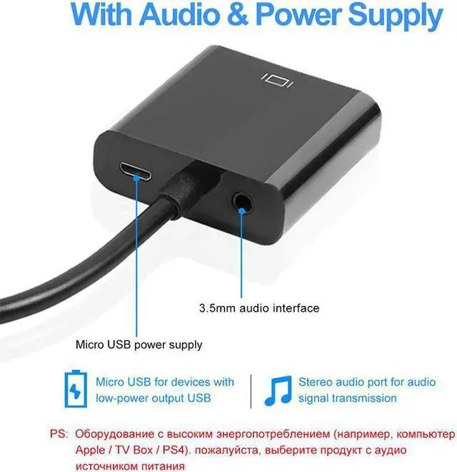 Alt view image 3 of 5 - to vga Cable -vga Adapter 1080P Extensor Mini to vga Converter with Audio Cable 2.0 Wire For TV Box PS4