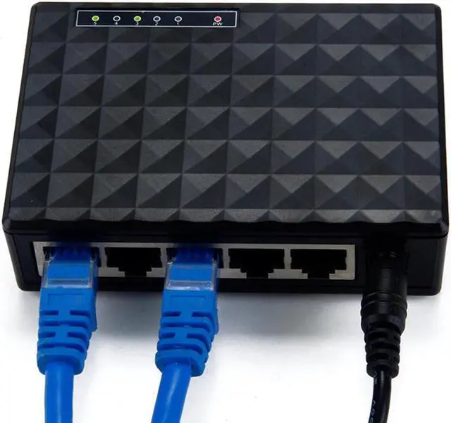 Alt view image 4 of 5 - Desktop 5-Port Exchange Ethernet Gigabit LAN Mini Network Adapter Hub